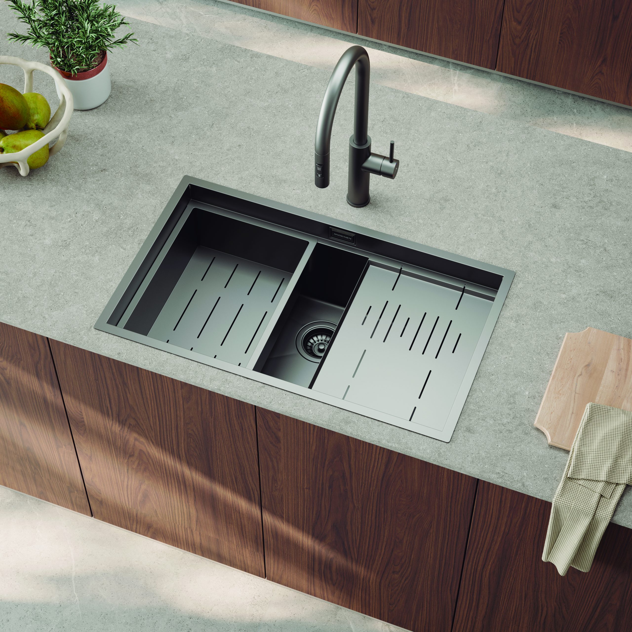 Rubí fregadero acero cepillado - Imagen 4